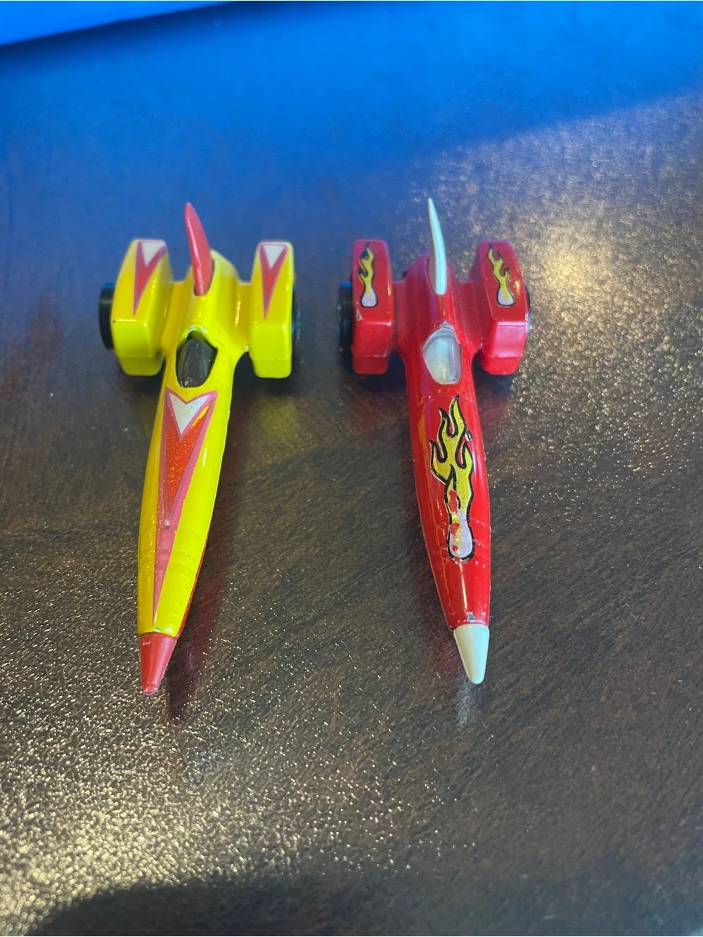 2 Vintage Hot Wheels Land Speed Jet Rocket Cars 1979, RedFlames- X8 yellow/red